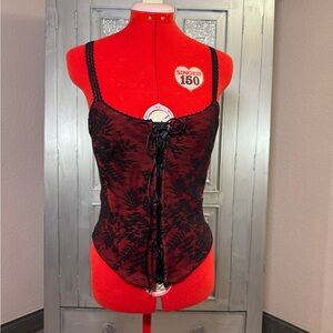 Black and Red Sleeveless Bustier